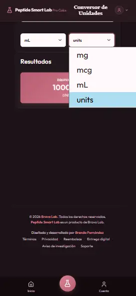 Conversor dosis volumen en Calculator Pro