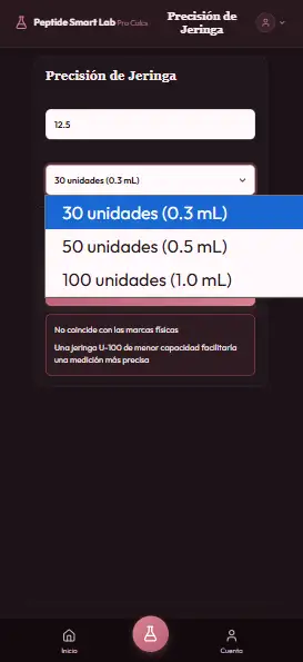 Precisión de jeringa en Calculator Pro