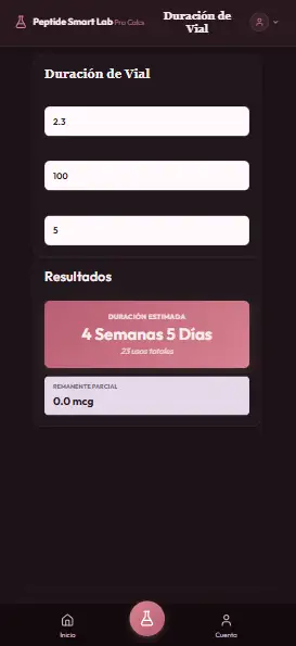 Duración de vial en Calculator Pro