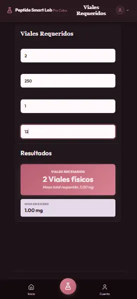 Viales requeridos en Calculator Pro